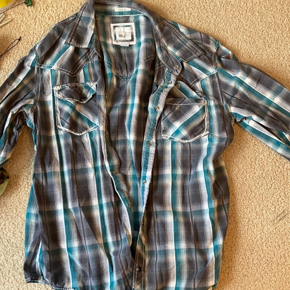 BKE plaid long-sleeve button up
